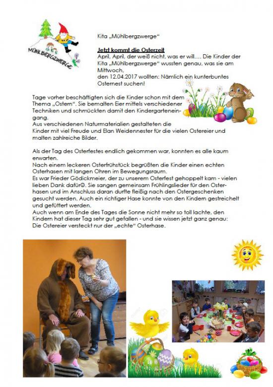 Beitrag Osterfest 2017 Kita Mühlbergzwerge